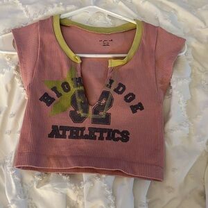 Urban Outfitters Pink and Yellow Crop Top